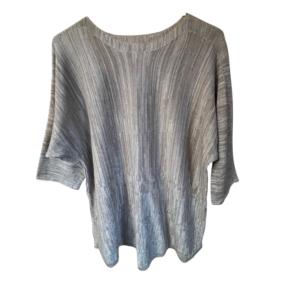 Chicos Size 3 (XL) Knit Sweater Top Beige Striped Dolman Sleeve Women‎